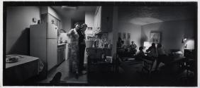 [Interior, women in kitchen / women in living room]