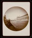 [World's Columbian Exposition, Walter Hubbell and another man in the electric launch on the lagoon]