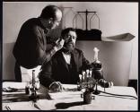 [Adveritsing for N.W. Ayer Agency: Adjusting false beard of actor posed as scientist Louis Pasteur]