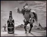 [Advertising image "cowboy rooster" lassos bottle of Schenley whiskey]