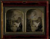 [Still life with bust of the poet John Milton, jug, painting, books]