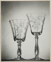 [Fostoria Glass, Heather pattern, two wine glasses]