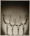 [Fostoria Glass, Holly pattern, four wine glasses]