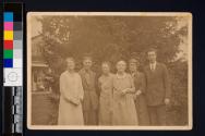 [Mary Pining Rich and her adult children: Jessie Rich Arms, Homer B. Rich, Sara Rich Hine, Mary E. Rich and C.L. [Corydon Lawrence] Rich at Stone House Farm, Franklin NY]