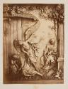 [Bronze panel: Angel gives warning to Joseph to flee into Egypt]