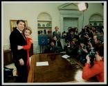 [Ronald Reagan and Mrs. Reagan with White House Press Corps]