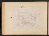 [Figure seated under a vaulted archway]