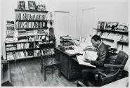 Dr. King in his office at the Southern Christian Leadership Conference Headquarters in Atlanta. His is shown working on one of his speeches