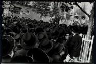 [Hasidic Jews at street gathering]