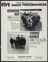 [Poster  for dance performances of  Deborah Hay and by Yvonne Rainer at the Anderson Theater in New York City illustrated with two reproductions of Hollis Frampton photographs]