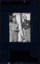 [Victor Keppler and man wearing rubber "Victor Keppler" mask, posed with trophy fish]