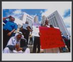 Bedouins protest against the house demolition policy, in front of the Ministry of Interior in the southern city of Be'er Sheva