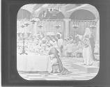 The supper room filled.