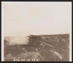 [155 mm Howitzer in recoil after being fired on a range in the United Kingdom  B Battery, 21st FA BN, 5th Inf Div, near Annalong, County Down, No. Ireland.]