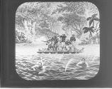 Privates of 20th Kansas Swimming River with Rope Attached to Raft.