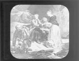 Prince Charles and Flora McDonald in cave, 1746.