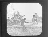 Huguenots escaping from enemies, 1572.