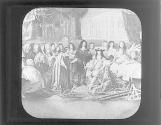 Colbert presenting member of Academy of Sciences to King, 1669.