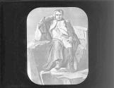Napoleon seated on rock at St Helena, 1815.