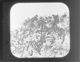 French cuirassiers plunging over cliff at Waterloo, 1815.