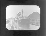 Ocean liner passing through a lock