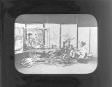 Japanese girls weaving silk