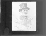 [Caricature of man riding a donkey]