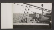 [View of starboard aft gun position on transport ship]