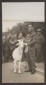 [Members of the Royal Welch Regiment and white goat, the Regimental Mascot]