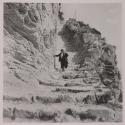 [Rosina Toscano, aunt of the photographer, descending the mountainside steps to Madonna Dela Grotta Church]