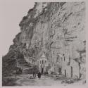 [Toscano extended family nearing the mountainside entrance to Madonna Dela Grotta Church]