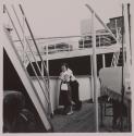 [Anna Toscano, wife of the photographer, on a ferry with her brother Vincent Cappelleri]