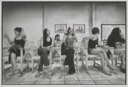 Transvestite sex workers primping before getting recorded into jail after a citywide crackdown on all forms of prostitution