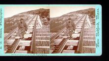 Track repairer coming down Mt Washington Railway