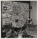 [Woman in front of Polaroid mural, Buffalo, New York]