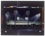 [Roy Hilton's painting of a stadium and its parking lot at night]