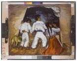 [Doris Patty Rosenthal's painting of three children writing on a blackboard]