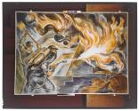 [A. Brockie Stevenson's painting of soldiers using a flamethrower (1942)]