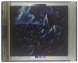 [Henry Mattson's painting of a people on a lifeboat leaving a capsized ship during a storm]