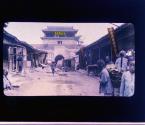 The City Gate of Shanhaikwan (The streets of the town are narrow and without pavement. The tree rooted on top of the wall indicates the conditions of neglect and decay of most of these old defenses.)