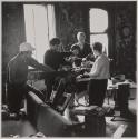 [Henry Geldzahler and artists, including James Rosenquist and Larry Poons]
