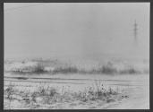 [Snowy railroad with electrical tower in the background, Burgenland, Austria]