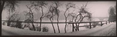 [River and bridge in winter]