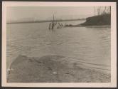 [Footprints on the shore of a river]