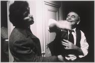 Actor Glenn Ford delivering a "Hollywood punch" to Edward James Olmos in scene