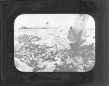 Shell bursting in Canadians' trench
