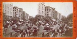 Up Broadway from Barnum's Museum - The City Hall Park on the Right.