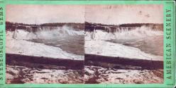 Niagara in Winter. View fro Clifton House looking towards the American Falls. Portion of Ice Bridge in the foreground.