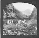 Les Pyrenees Cauterets-Post de Mevabat et Pic Peguere. Phototypie Lab oughe Freres Toulours. (On Slide)